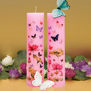 연꽃나비 식물성 양초 원기둥-분홍(29x7.4cm)-20개 한박스
