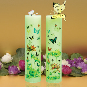 연꽃나비 식물성 양초 원기둥-연두(29x7.4cm)-20개 한박스