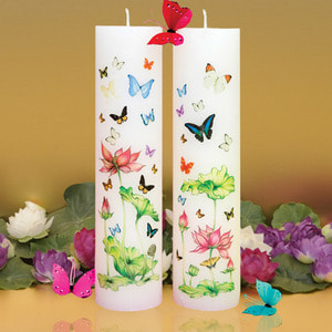연꽃나비 식물성 양초 원기둥-흰색(29x7.4cm)-20개 한박스