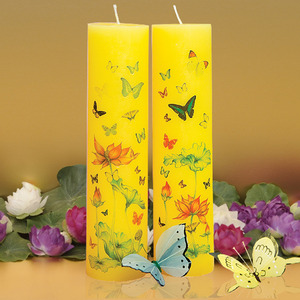 연꽃나비 식물성 양초 원기둥-노랑(29x7.4cm)-20개 한박스